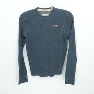 Y2k Hollister Shirt Mens Medium Blue Ribbed Long‎ Sleeve Preppy Casual Mallcore